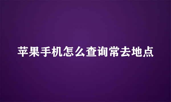 苹果手机怎么查询常去地点