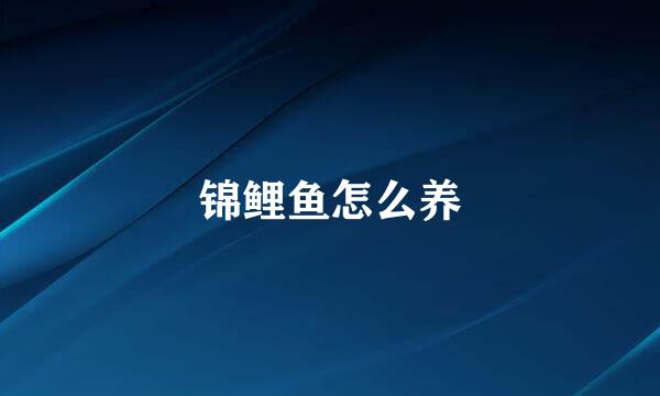 锦鲤鱼怎么养