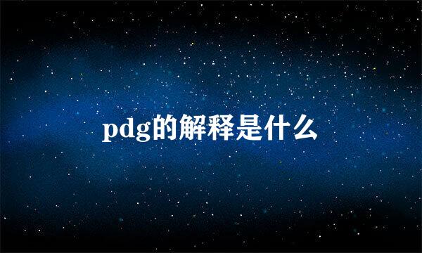 pdg的解释是什么