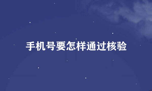 手机号要怎样通过核验