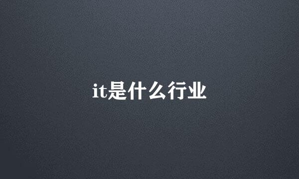 it是什么行业