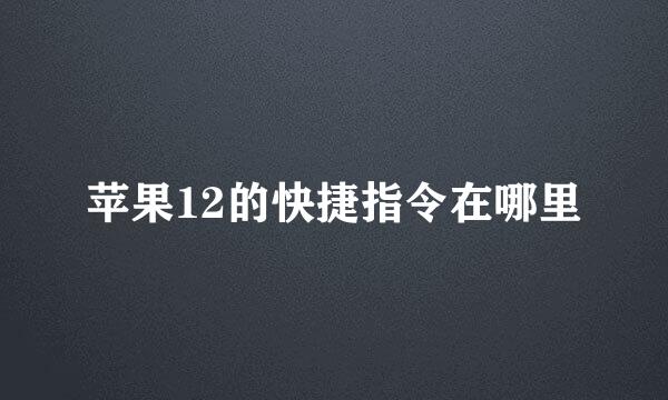 苹果12的快捷指令在哪里