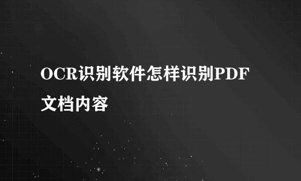 OCR识别软件怎样识别PDF文档内容