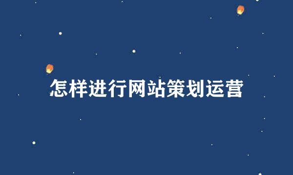 怎样进行网站策划运营