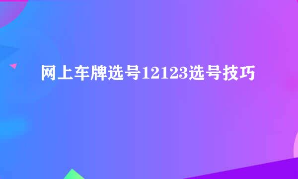 网上车牌选号12123选号技巧