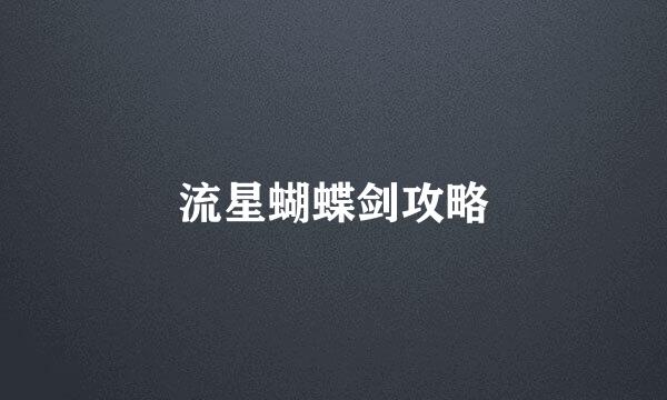 流星蝴蝶剑攻略