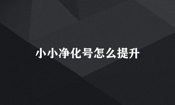 小小净化号怎么提升