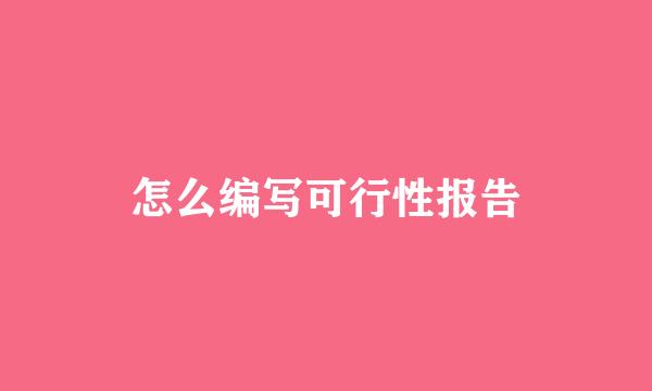 怎么编写可行性报告