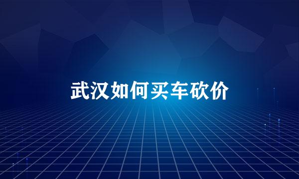 武汉如何买车砍价
