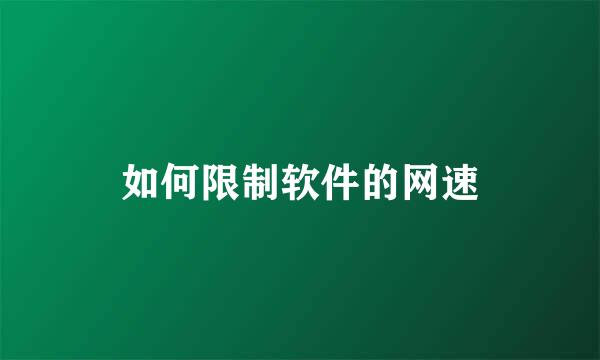 如何限制软件的网速