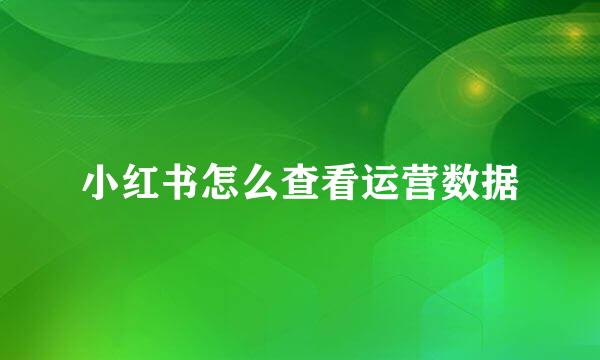 小红书怎么查看运营数据