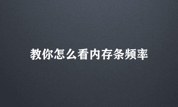 教你怎么看内存条频率