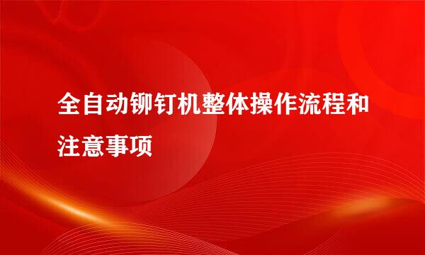 全自动铆钉机整体操作流程和注意事项