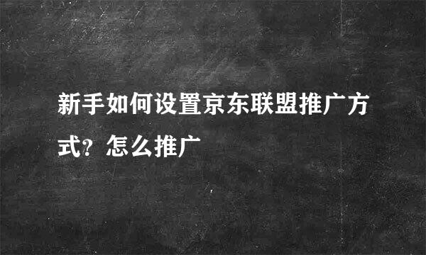 新手如何设置京东联盟推广方式？怎么推广