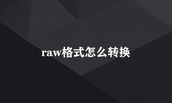 raw格式怎么转换