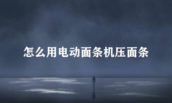 怎么用电动面条机压面条