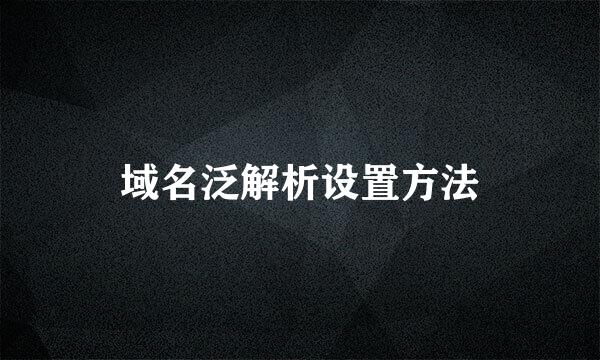 域名泛解析设置方法