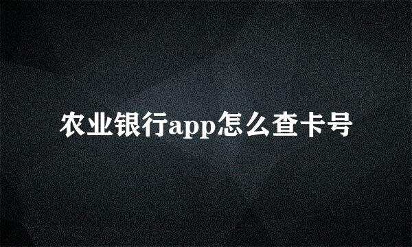 农业银行app怎么查卡号