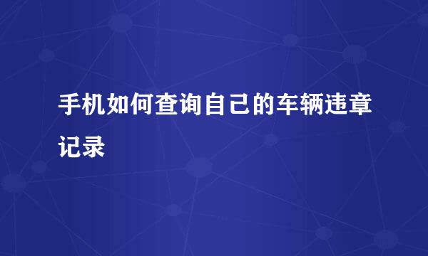 手机如何查询自己的车辆违章记录