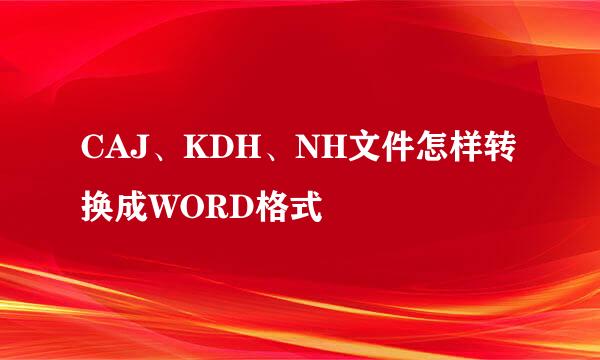 CAJ、KDH、NH文件怎样转换成WORD格式