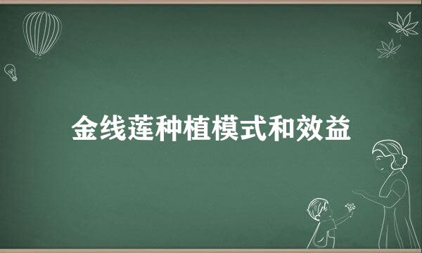 金线莲种植模式和效益