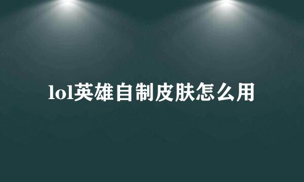 lol英雄自制皮肤怎么用
