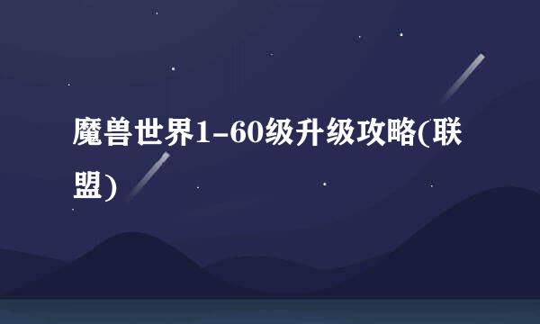 魔兽世界1-60级升级攻略(联盟)
