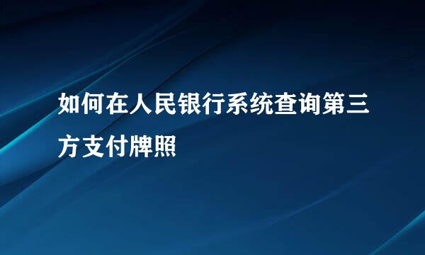 如何在人民银行系统查询第三方支付牌照