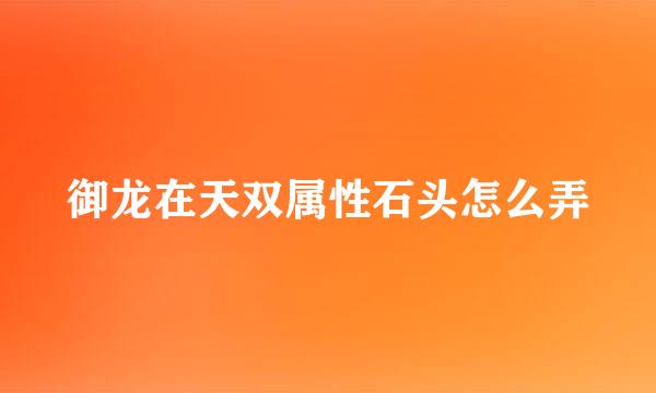 御龙在天双属性石头怎么弄