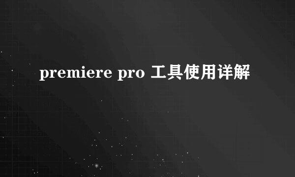 premiere pro 工具使用详解