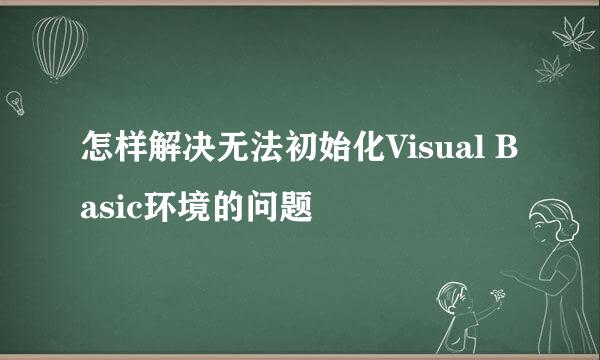 怎样解决无法初始化Visual Basic环境的问题