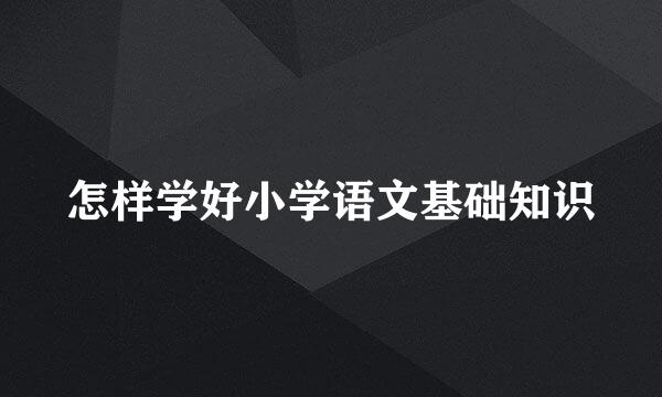 怎样学好小学语文基础知识