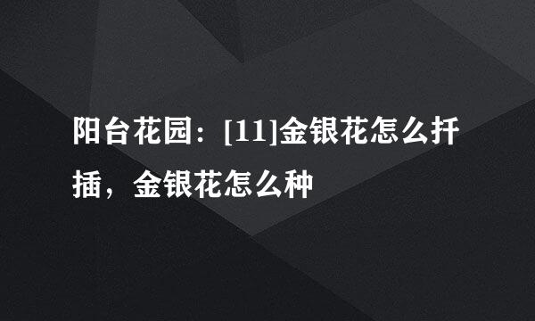 阳台花园：[11]金银花怎么扦插，金银花怎么种