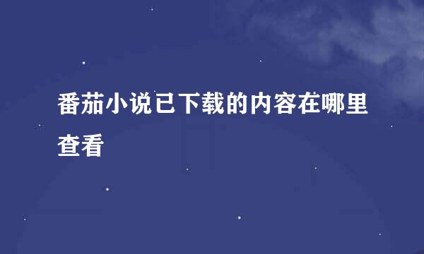 番茄小说已下载的内容在哪里查看