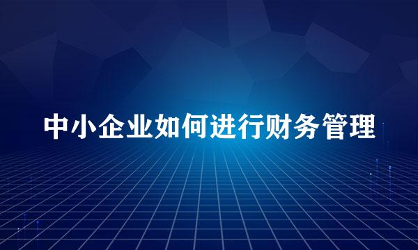 中小企业如何进行财务管理