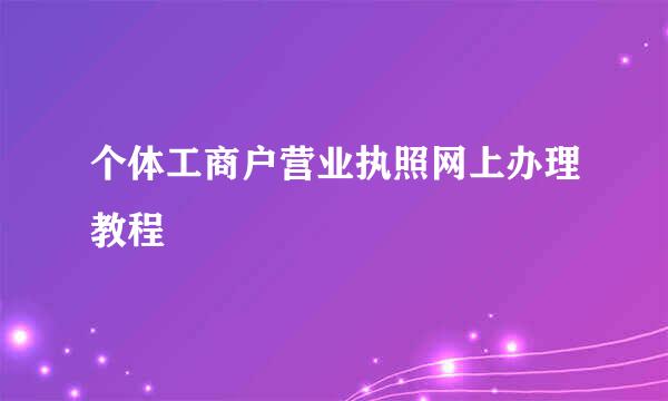 个体工商户营业执照网上办理教程