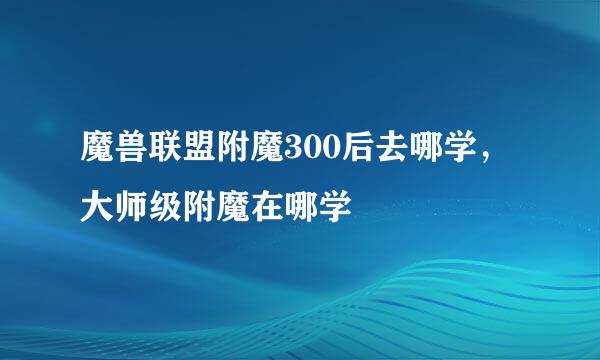 魔兽联盟附魔300后去哪学，大师级附魔在哪学