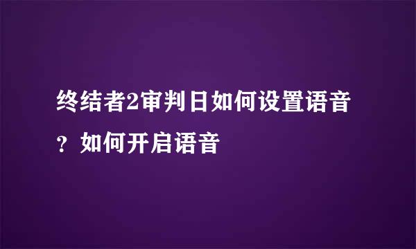 终结者2审判日如何设置语音？如何开启语音