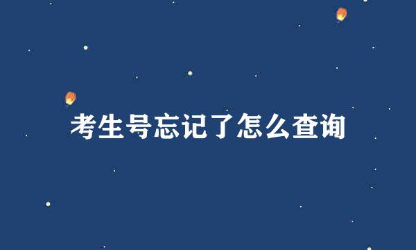 考生号忘记了怎么查询