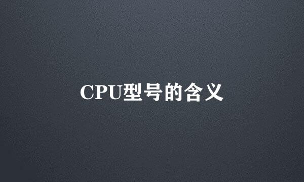 CPU型号的含义