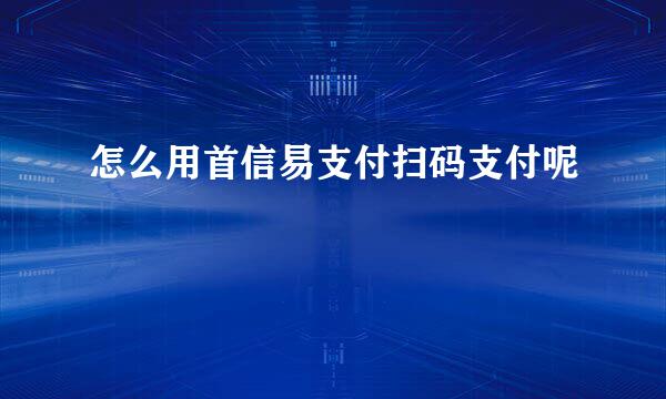 怎么用首信易支付扫码支付呢