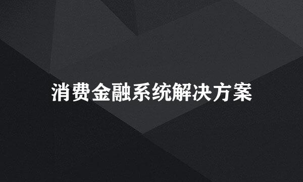 消费金融系统解决方案