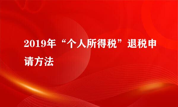 2019年“个人所得税”退税申请方法
