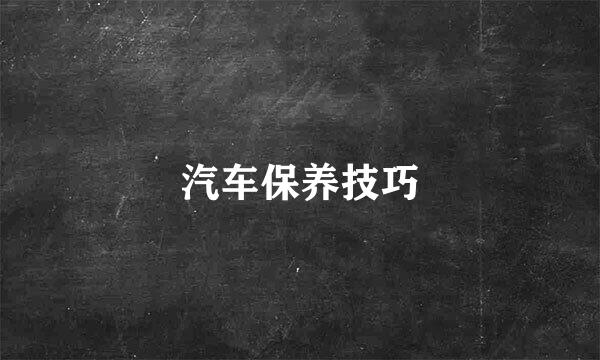 汽车保养技巧