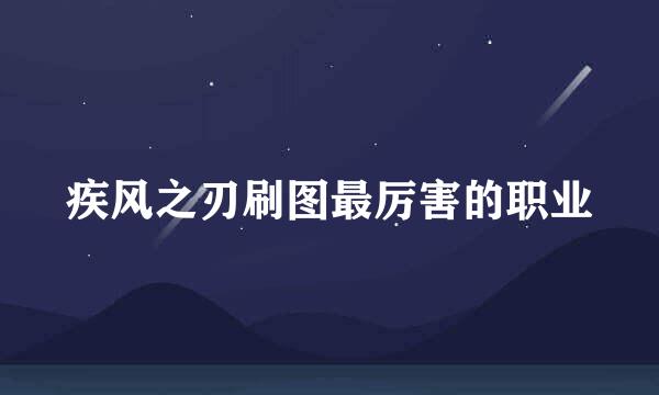 疾风之刃刷图最厉害的职业