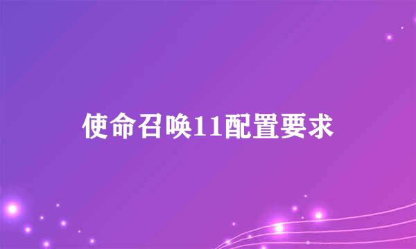 使命召唤11配置要求