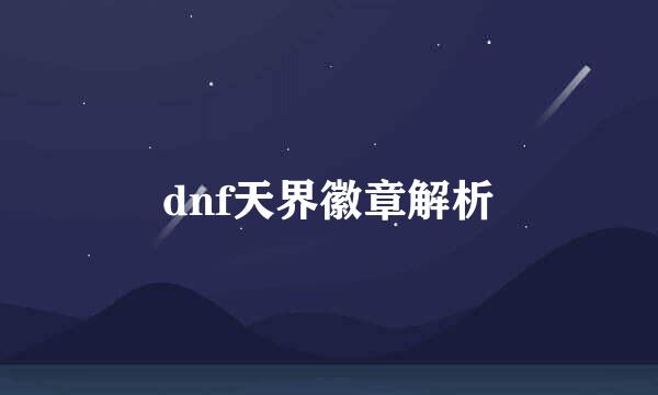 dnf天界徽章解析