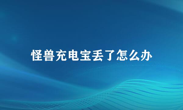 怪兽充电宝丢了怎么办
