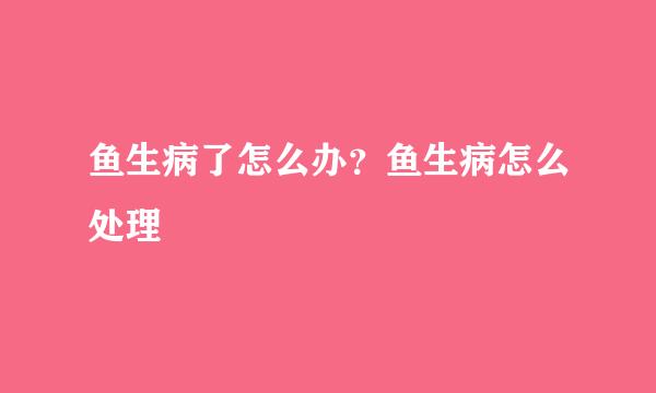 鱼生病了怎么办？鱼生病怎么处理