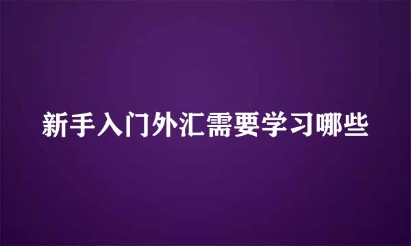 新手入门外汇需要学习哪些